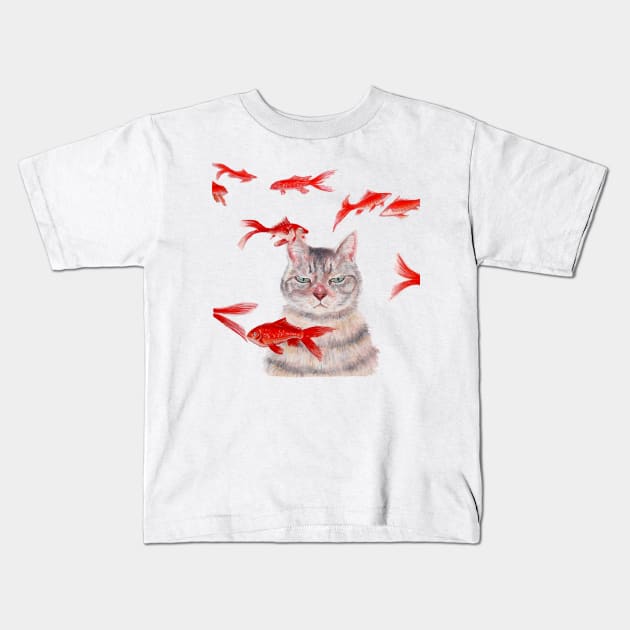 angry cat Kids T-Shirt by H'sstore